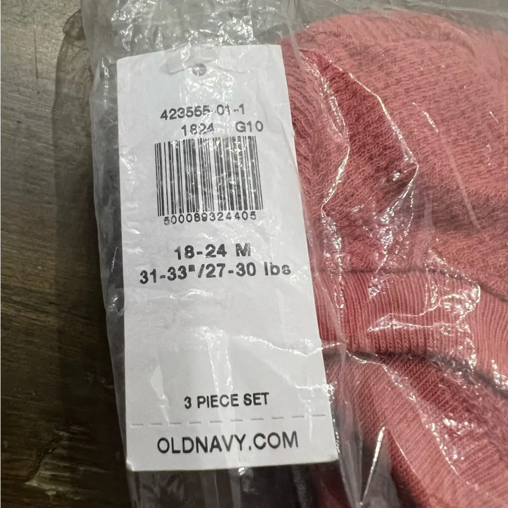 Old Navy Unisex solid thermal knit t shirt & jersey leggings 3pc set for toddler